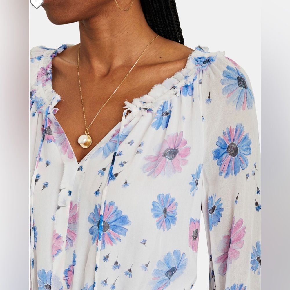 (60% OFF) NWT LOVESHACKFANCY Popover Floral Chiffon Mini Dress Small MSRP $589 - Picture 3 of 9